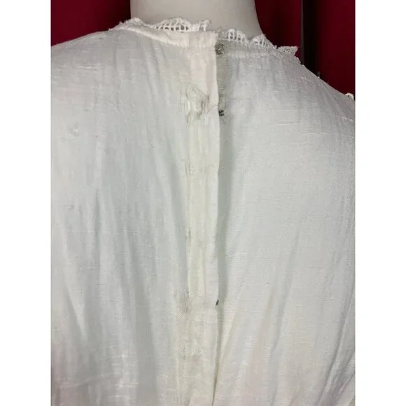 Tall C 1908 Fancy Lace Linen Dress Summer Edwardian Bell Sleeve - Picture 10 of 12
